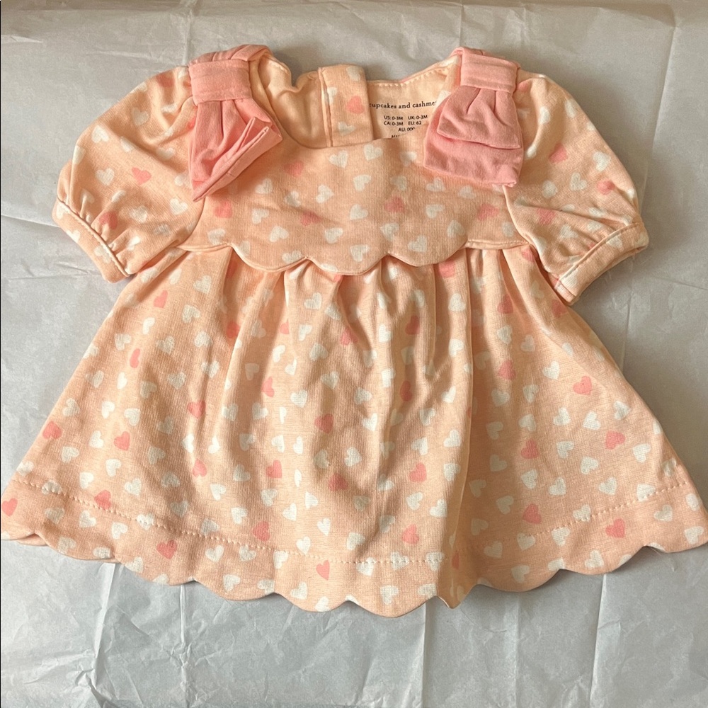 cupcakes & cashmere Peach and White Heart Dress